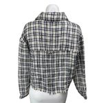 ZARA Black Tweed Plaid Checkered Frayed Button Up Crop Shirt Jacket Top Size S Photo 1