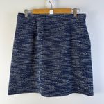 Loft Ann Taylor Blue White Ivory Skirt Knit Boucle Tweed Elastic Drawstring New Photo 4