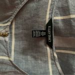 Ellen Tracy Blue White Striped Linen Popover Top Roll Tab Sleeves Gold Zipper M Photo 4