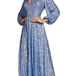 Jovani  sparkling blue Embellished Long Sleeve sheath Dress 25950 ladies size 16 Photo 2