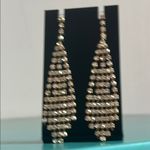 Wedding Prom Formal Gold and Silver Sparkling Rhinestone Dangle Drop Earrings Photo 7