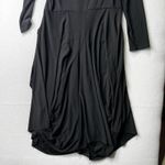 IC Collection Black Avant Garde Zip Front Ruched Bubble Hem Dress Sm Gold Specs Photo 3