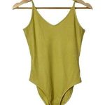 American Eagle  AEO Golden Yellow Ribbed V-Neck Bikini Bodysuit M Photo 0