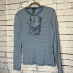 Lauren Ralph Lauren Light Blue Ruffle Long Sleeve Top 1/4 Button S Y2K Crew Photo 7