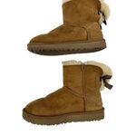 UGGS - Bailey Bow Suede Sheepskin Ankle Boots in Caramel Brown Photo 4