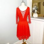 Free People  Red Lace Crochet Cut Out Fit & Flare Dress Medium Photo 6