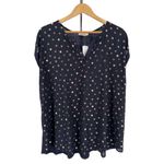 Full Moon Maternity Reece Mixed Material Top Navy Copper Dot 2X NWT StitchFix Blue Size undefined Photo 2
