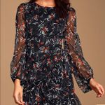 Lulus ✨HP✨Petal to The Metal Black Floral Print Chiffon Mini Dress✨ Photo 3