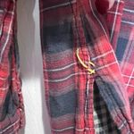 Miss Me  Womens Plaid Flannel Shirt Red Navy Long Sleeve Button Up Size S Photo 5