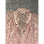 Rebecca Minkoff Women Viko pink floral Tie Neck Long Sleeve Top size S Photo 2