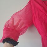 Adelyn Rae  Pink Barbiecore Vero Organza Blouse Size Large Photo 3