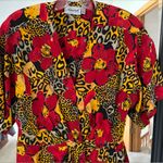 Adrianna Papell Vintage 80’s Red Leopard Wrap Dress Photo 1