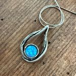 Artisan 4pc  Blue Opal 925 Sterling Silver Hook Earrings Liquid Silver Chain Pend Photo 3