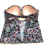 Shade & Shore  Black Floral Paisley Strapless Tankini Top NWOT 32B Photo 1