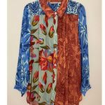 Soft Surroundings  L Hermosa Tunic Shirt Blouse Button Down Colorful Multi EUC Photo 0