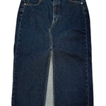H&M Women's Size 10 Blue Denim Midi Skirt with Front Slit Casual Photo 0