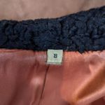 American Vintage Vintage Pennylane Suede Boucle Trim Double Breasted Long Coat Brown and Black Photo 3