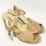 Paul Green  Tan Carlyle Suede Block Heel Sandal Ankle Strap US Size 8 Photo 2