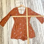 American Eagle  Orange Floral Long Sleeve Pocket Romper Size Medium Photo 8