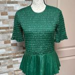 ZARA  women vegan leather smoked blouse pleated peplum design size M Photo 2