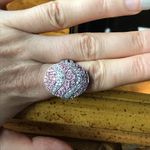 Natural Pink Sapphire Sterling Silver Cocktail Ring Size 10 Photo 1