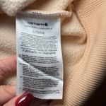 Carhartt  Relaxed Fit Hoodie Womens Large Peach Sweatshirt Logo‎ Sleeve Photo 9