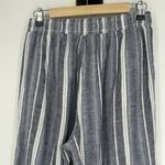 Briggs New York Briggs Linen Blend Wide Leg Pants Blue Stripe Pull On Pockets Casual Size S Photo 5