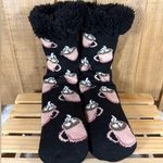 Winter Fall Sherpa Style Toasty Hot Cocoa Skid Proof Socks Cozy Comfy Campfire Black Photo 0