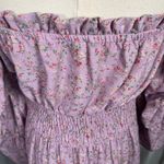 Vestique Purple Floral Off Shoulder Midi Dress Size L Ruffle Sleeves Smocked Photo 4