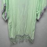 Blue Ginger Embroidered Fringe Tunic Small Boho Beach Coastal Nautical Festival Green Photo 7