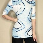 Norma Kamali  Blue Tie Dye Turtleneck Short Sleeve Blouse Photo 4