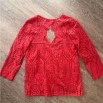 Sézane Sezane Andrea Red Eyelet Cutwork Top Blouse size 4 Photo 4