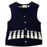 Vintage Marisa Christina Hand Knitted Bunny Easter Novelty Vest White Size M Photo 0