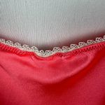 Victoria's Secret  Slip Nighty Large‎ Coral Silky Satin Lace Trim Mini Lingerie L Photo 6
