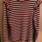 Grace + Karma Striped Knit Top with Ruffle Details On Shoulders Size Large NWOT Brown Photo 0