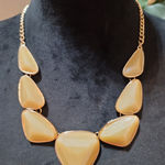 Women's Statement Geometric Cream Resin Bib Necklace With Lobster Clasp Chain Yellow Photo 0