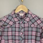 Ariat  Western Shirt Women Metallic Pink White Gray Medium Skull Stud Embellished Photo 2