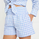 Hill House NWT Home The Livie Nap Shorts in Blue Clip Dot Check Photo 0