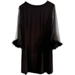 R & M Richards R.M Richards Black Stretchy Ruched Dress Sheer Sleeve Fur Trim Size 18W Photo 1