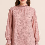 Halogen  Pink Polka Dot Tunic Blouse Women’s 1 | Soft Lightweight Boho Chic Retro Photo 0