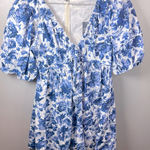 Abercrombie & Fitch Abercrombie & Fitch NWT Cinch-Front Blue Floral Puffy Sleeve Mini Dress Medium Photo 0