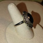 Whiting & Davis Whiting Davis Vintage Signed Silvertone Ring Size 8 Hematite Stone Oval Design Photo 9