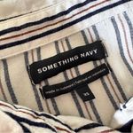 Something Navy  Striped Wide Cuff Button Down Blouse, XS Photo 3