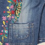 Baccini  Blue Denim Vest with Colorful Floral Embroidery Size L Photo 15