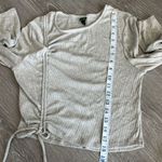 Wild Fable Shirt Womens Teens Large Ruched Cropped Long Sleeve Gray Photo 5