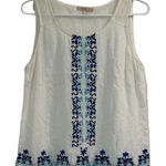 Skies Are Blue Size MP Floral Print Sleeveless Top Crocheted Embroidered Peasant Photo 0