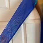 ZARA  medium Bodycon abstract paint sheer blue midi long sleeve dress tulle multi Photo 3