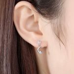 18K White Gold Plated Moon Stars Dangle Drop Earrings Silver Photo 4