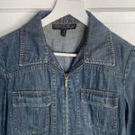 Lafayette 148 New York Zip Front Denim Jean Jacket Petite Size 8 Blue Photo 1