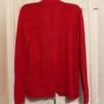 kim rogers  large Vibrant Red Cardigan Sweater textured front thin lightweight Photo 3
